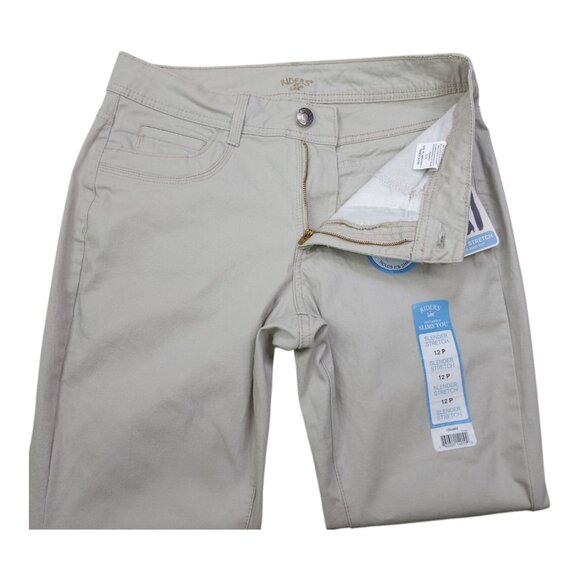 Rider By Lee Womens Slender Stretch Mid-Rise Bootcut Chino Pants 12P Flared Tan - Picture 9 of 12